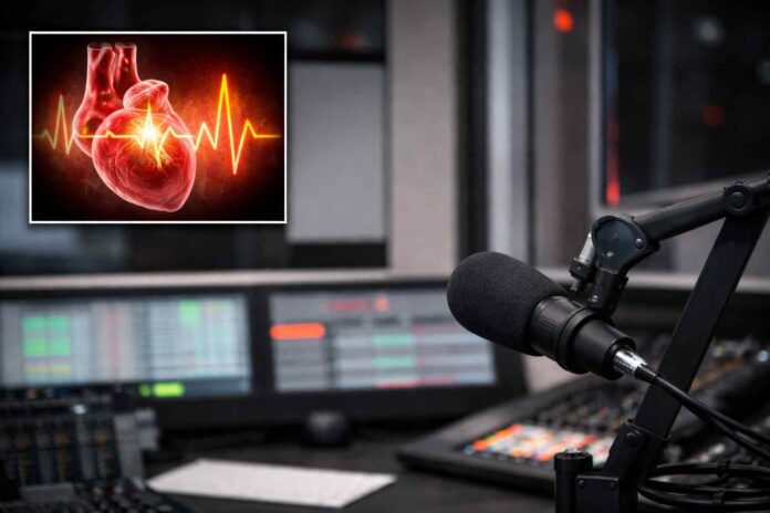 Radiostudio, sydän, sydänkohtaus